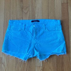 J Brand Light Turquoise Corduroy Cutoff Shorts 30